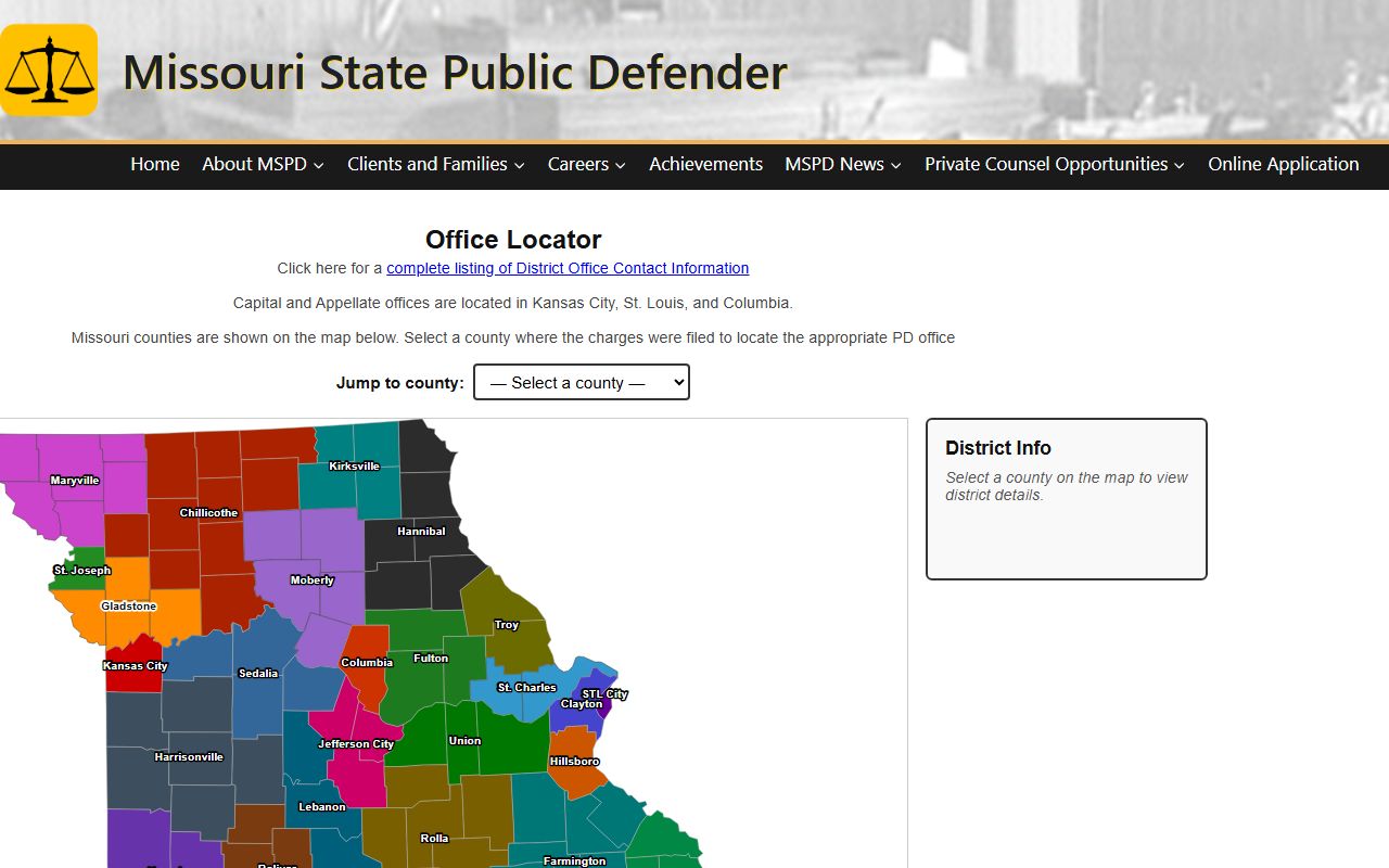 Linn County criminal court records Missouri State Public Defender office locator