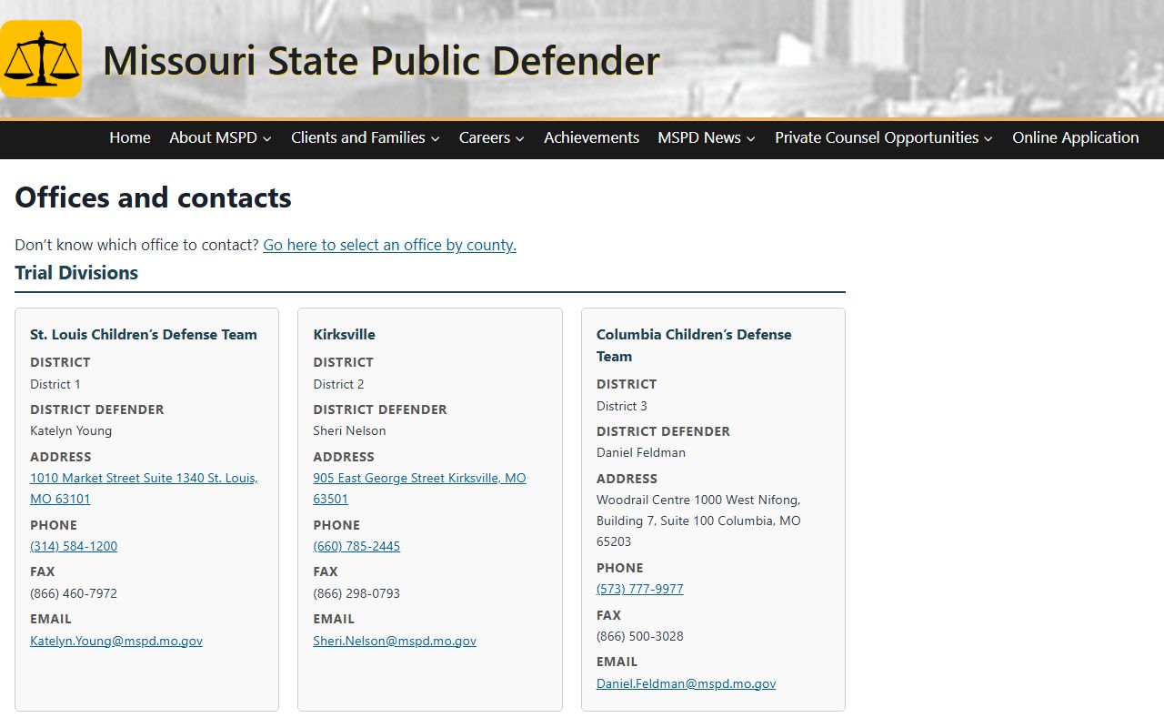Linn County criminal court records Missouri State Public Defender offices and contacts