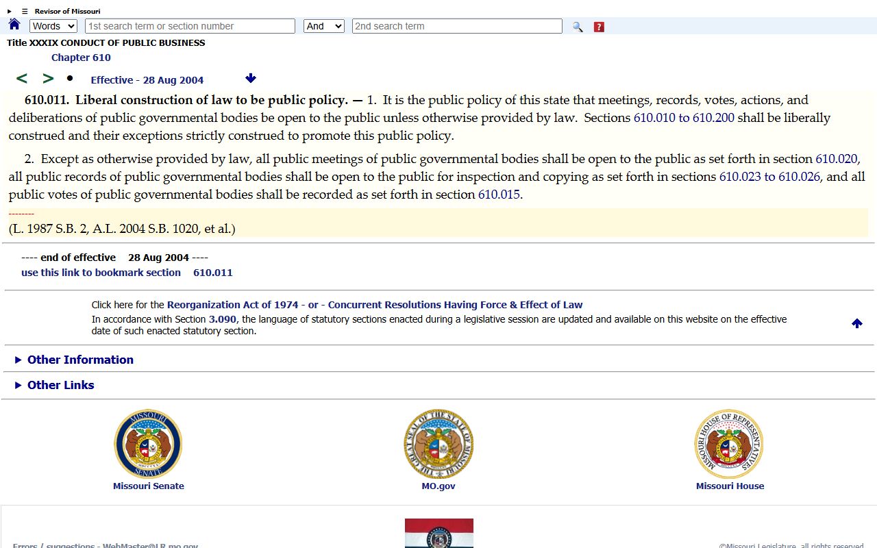 Linn County court records RSMo 610.011 public records policy